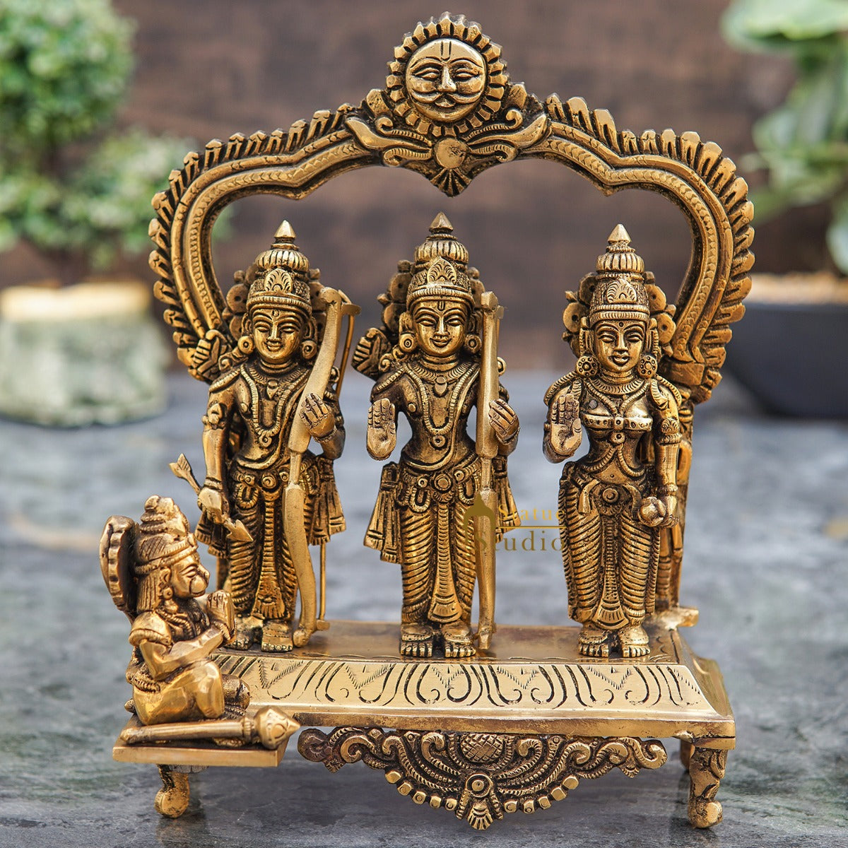 Brass Ram Darbar Family Idol Home Pooja Room Décor Showpiece Statue 9"