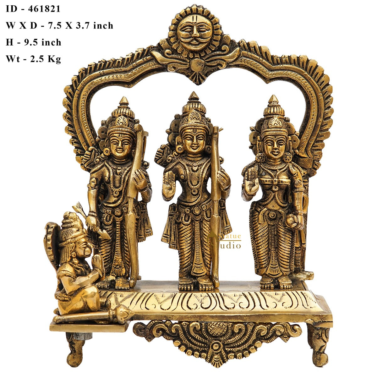 Brass Ram Darbar Family Idol Home Pooja Room Décor Showpiece Statue 9" - Image 8