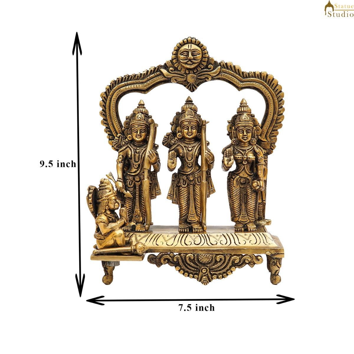 Brass Ram Darbar Family Idol Home Pooja Room Décor Showpiece Statue 9" - Image 7