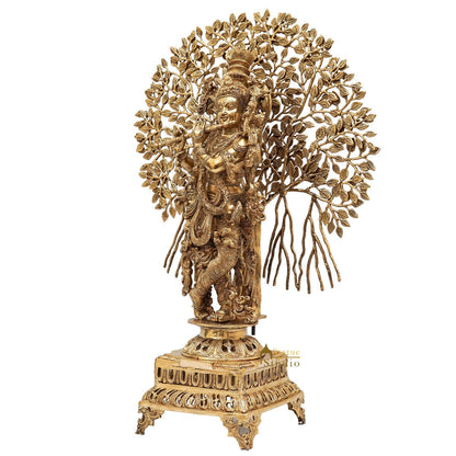 Divine Presence: 3-Foot Solid Brass Standing Idol for Home Temple & Meditation Altars by vendor-unknown - Hindu Gods (View 4)