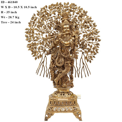 Divine Presence: 3-Foot Solid Brass Standing Idol for Home Temple & Meditation Altars by vendor-unknown - Hindu Gods (View 7)