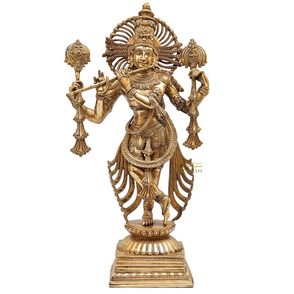 Brass Krishna Idol 2.5 Feet by StatueStudio - Image 3
