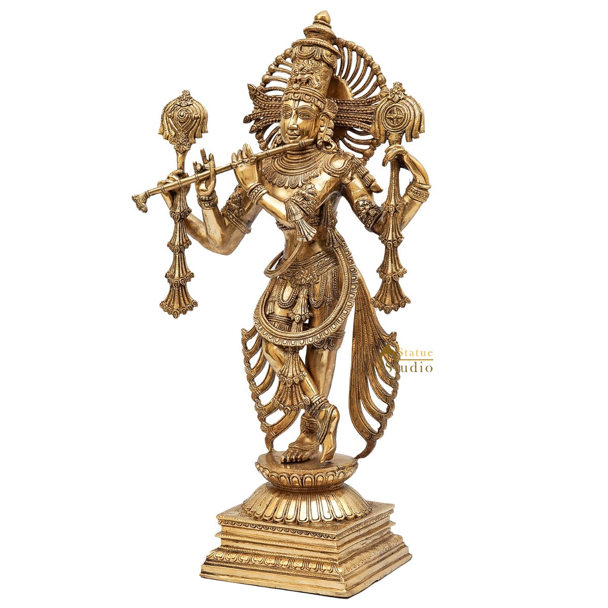 Brass Krishna Idol 2.5 Feet by StatueStudio