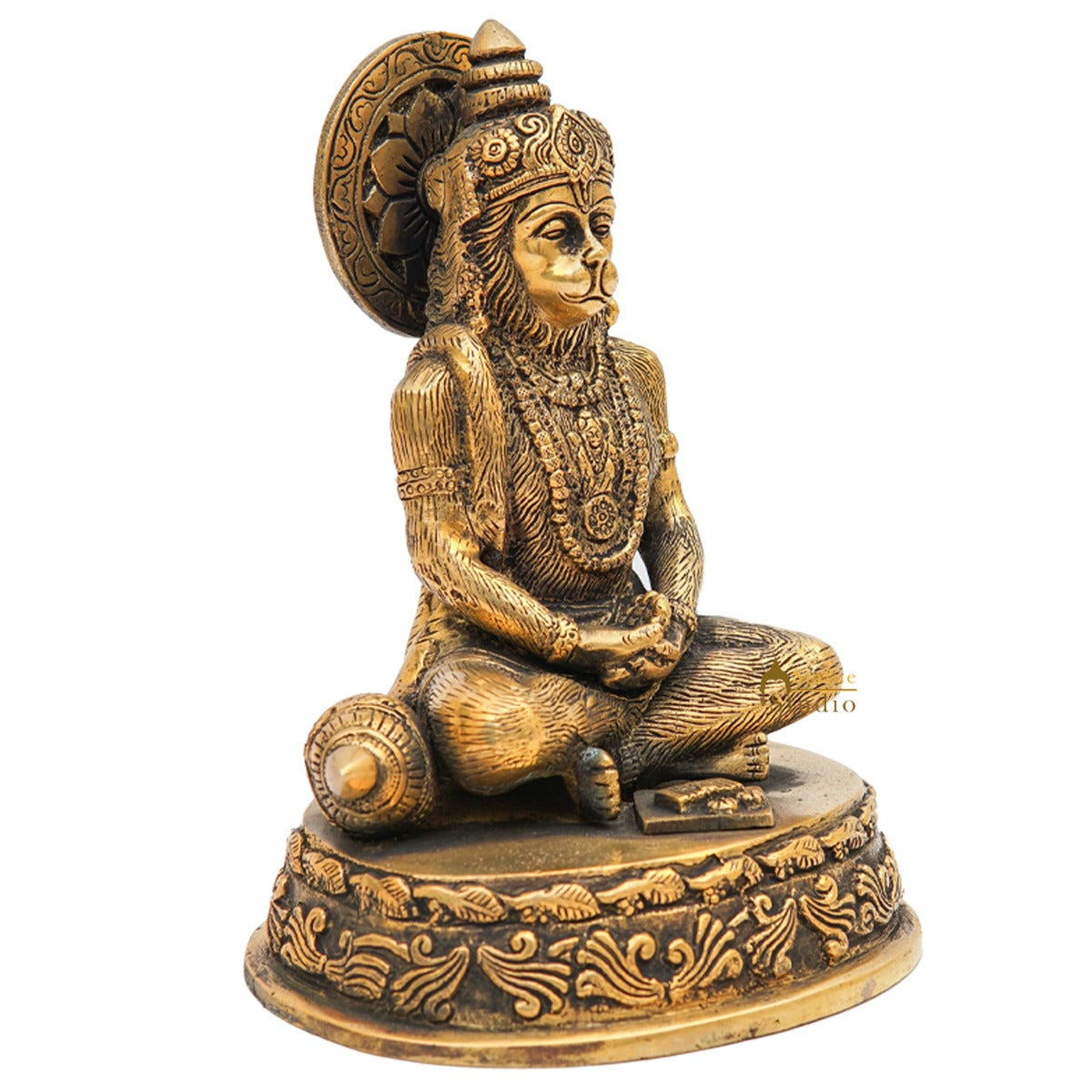 Brass Lord Hanuman Meditation Idol For Home Decor 7 Inch - Image 5