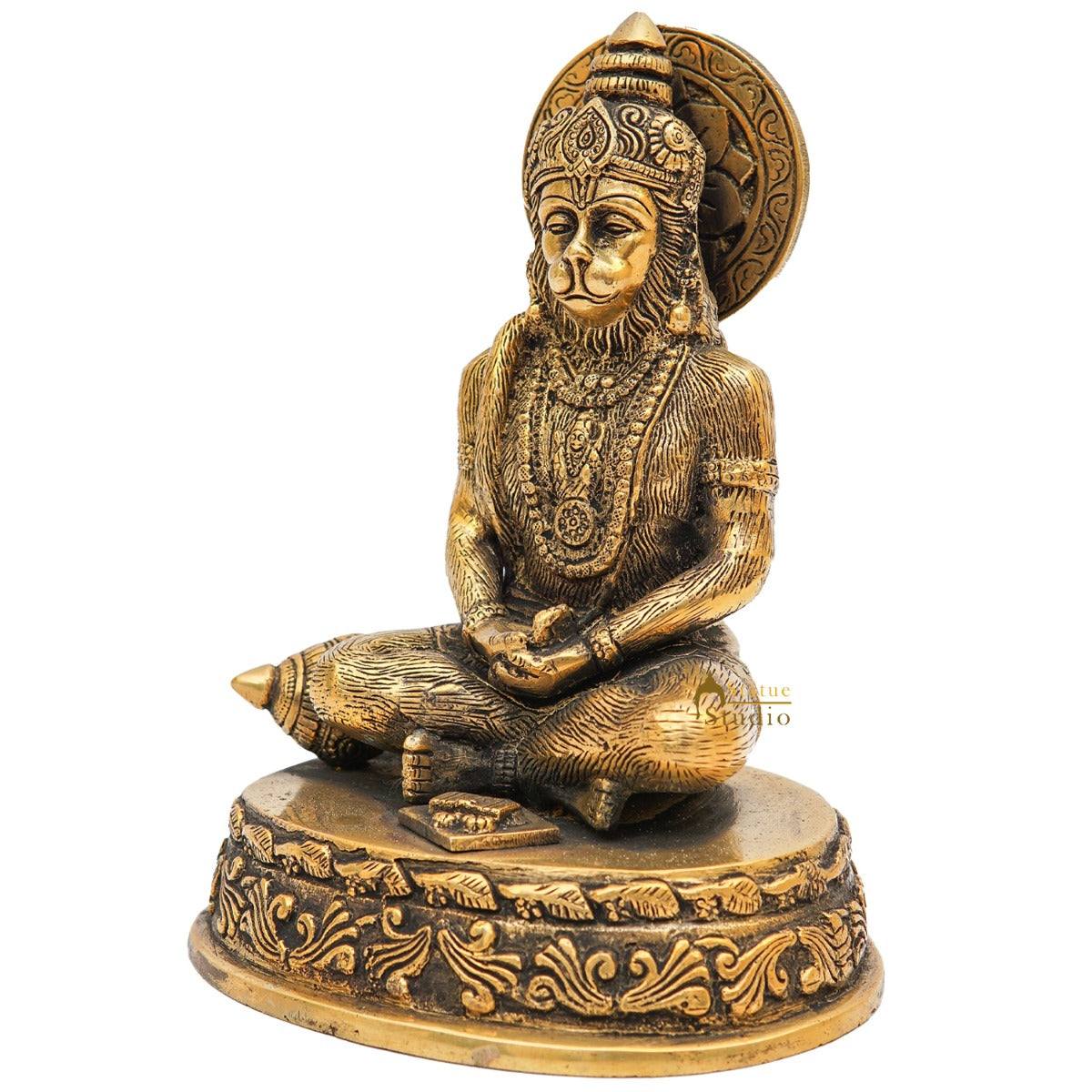 Brass Lord Hanuman Meditation Idol For Home Decor 7 Inch