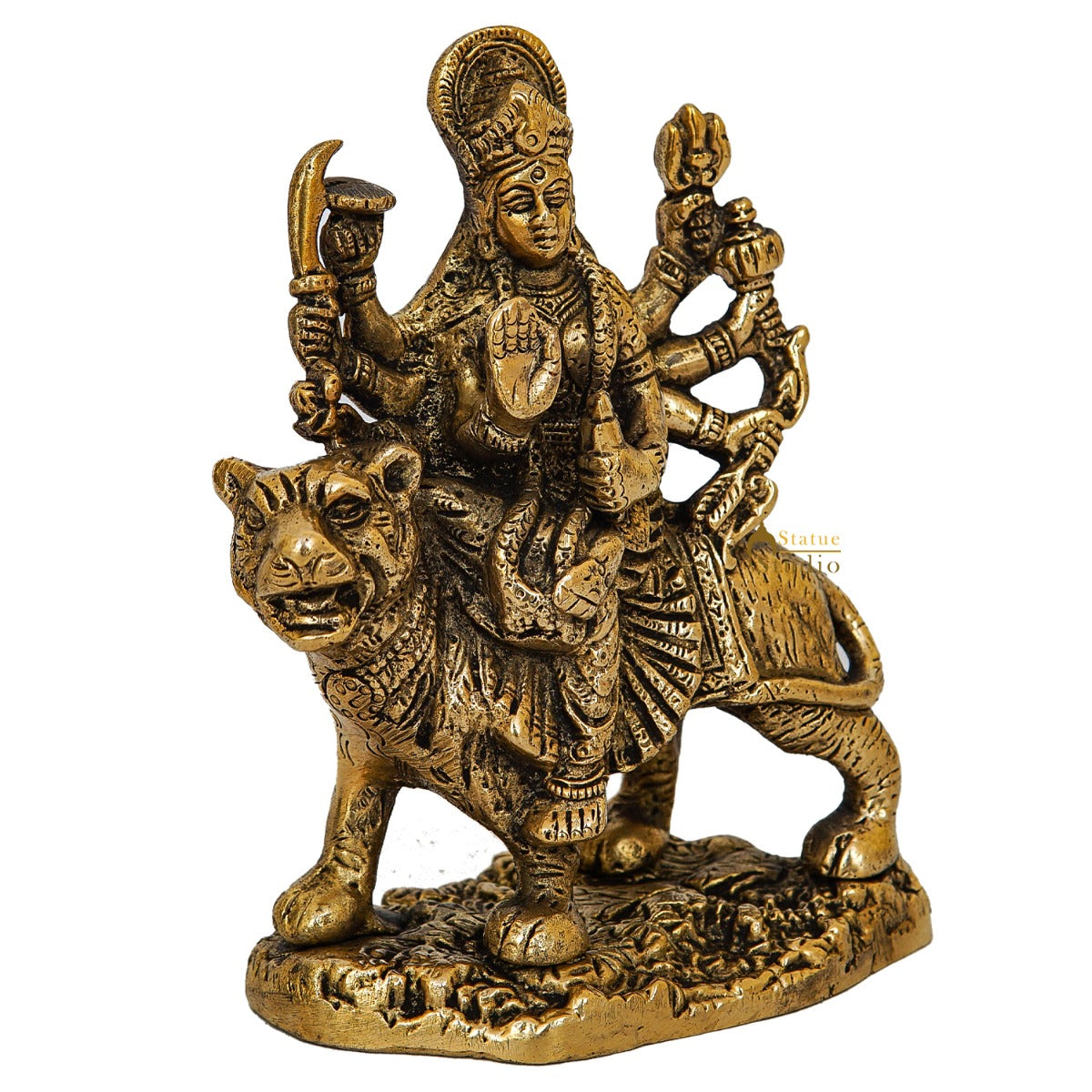 Brass Durga Maa Sherawali Idol Home Temple Puja Religious Décor Statue 5" - Image 5