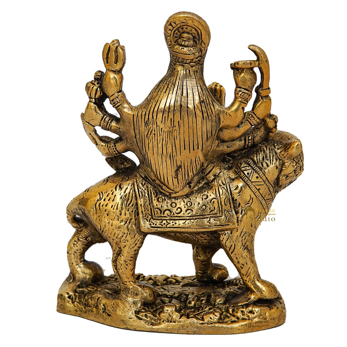 Brass Durga Maa Sherawali Idol Home Temple Puja Religious Décor Statue 5" - Image 6