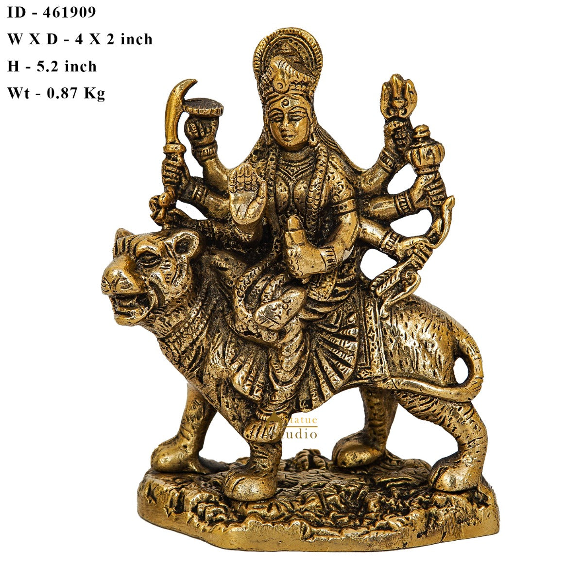 Brass Durga Maa Sherawali Idol Home Temple Puja Religious Décor Statue 5" - Image 7