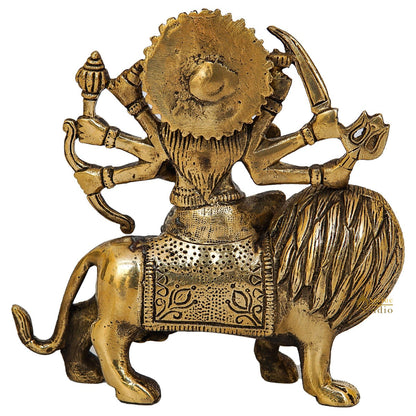 Brass Durga Maa Sherawali Idol Home Temple Puja Religious Décor Statue 5.5" by vendor-unknown - Hindu Gods (View 6)