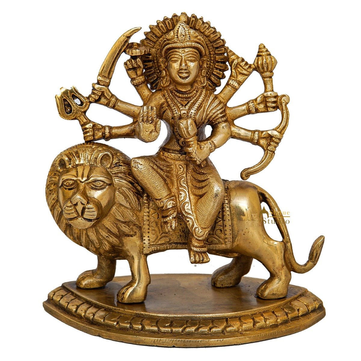 Brass Durga Maa Sherawali Idol Home Temple Puja Religious Décor Statue 6" - Image 3