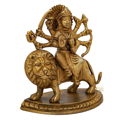 Brass Durga Maa Sherawali Idol Home Temple Puja Religious Décor Statue 6" by vendor-unknown - Hindu Gods (View 4)