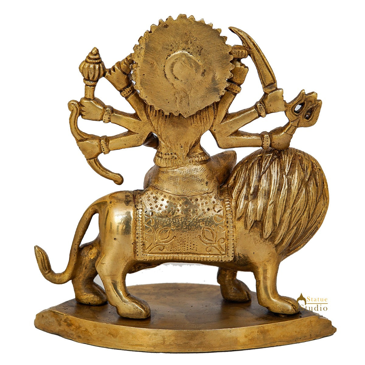 Brass Durga Maa Sherawali Idol Home Temple Puja Religious Décor Statue 6" - Image 6