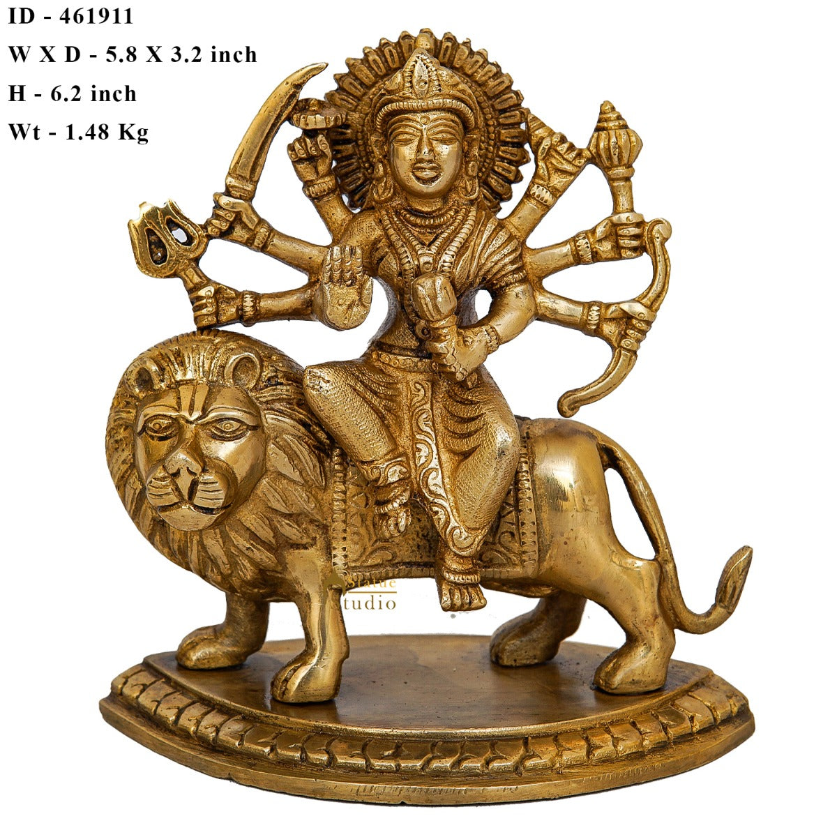 Brass Durga Maa Sherawali Idol Home Temple Puja Religious Décor Statue 6" - Image 7