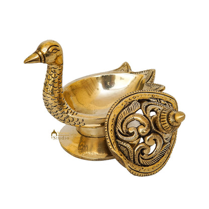Brass Peacock Showpiece Home Office Table Décor 3.8" by vendor-unknown - Decor (View 7)