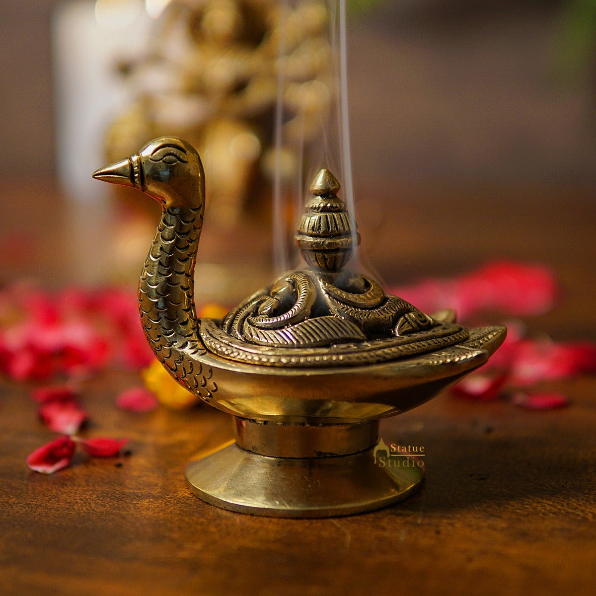 Brass Peacock Showpiece Home Office Table Décor 3.8" - Image 2