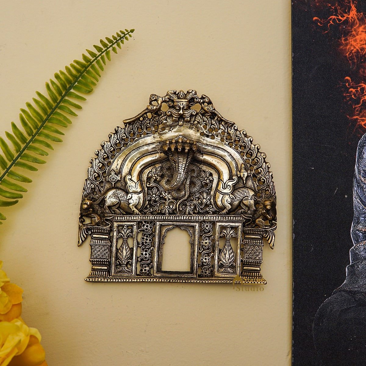 Brass Prabhavali Temple Design Frame Wall Hanging Home Decor - Eco-friendly - Sama Homes