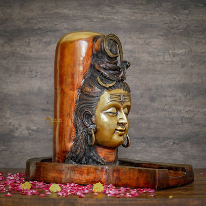 Brass Large Shivling Idol Antique Finish For Home Pooja Temple 2 Feet by vendor-unknown - Hindu Gods (View 3)