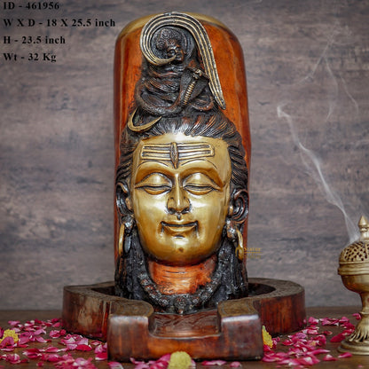 Brass Large Shivling Idol Antique Finish For Home Pooja Temple 2 Feet by vendor-unknown - Hindu Gods (View 5)