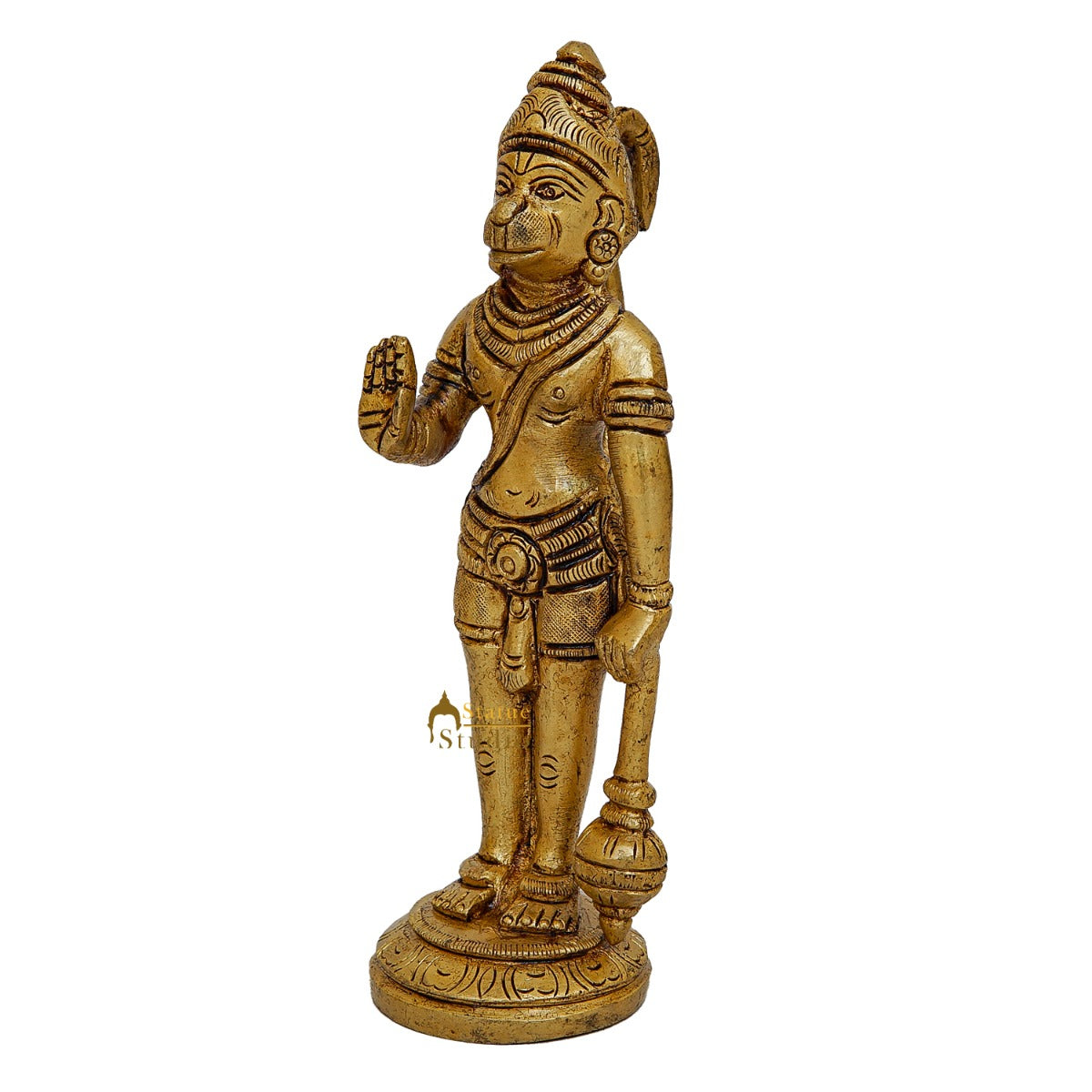 Brass Fine Standing Hanuman Idol Home Temple Pooja Décor Mini Statue 5 Inch - Image 4