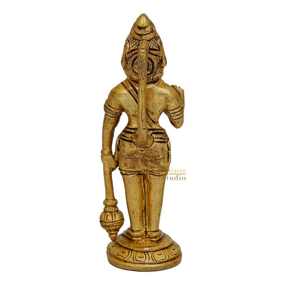 Brass Fine Standing Hanuman Idol Home Temple Pooja Décor Mini Statue 5 Inch by vendor-unknown - Hindu Gods (View 6)