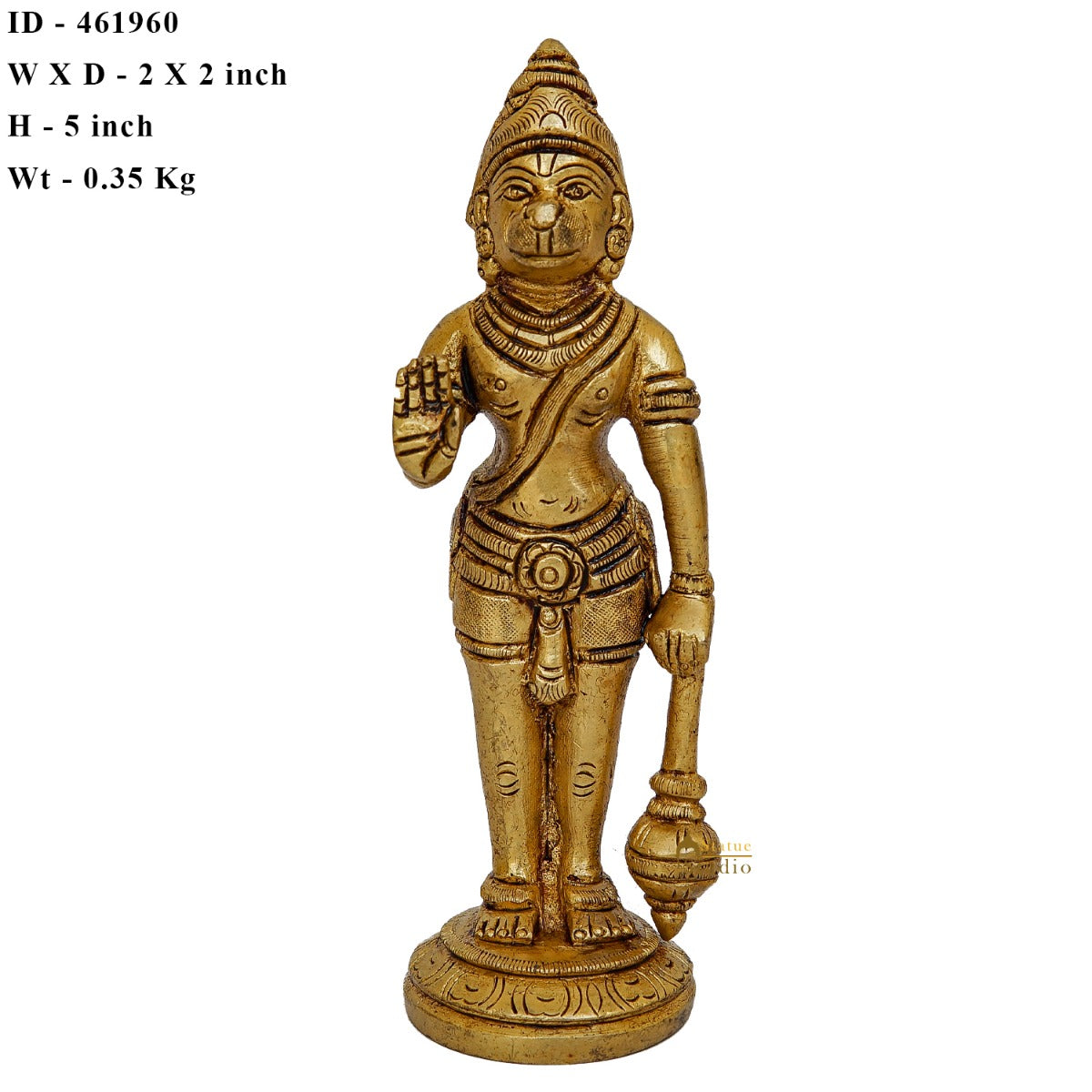 Brass Fine Standing Hanuman Idol Home Temple Pooja Décor Mini Statue 5 Inch - Image 7
