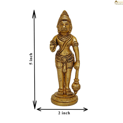 Brass Fine Standing Hanuman Idol Home Temple Pooja Décor Mini Statue 5 Inch by vendor-unknown - Hindu Gods (View 8)