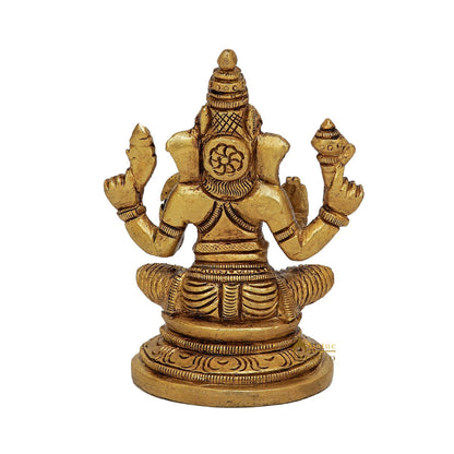 Fine Brass Small Ganesha Idol For Home Pooja Table Décor Statue Gift Showpiece 3.5" by vendor-unknown - Products (View 6)