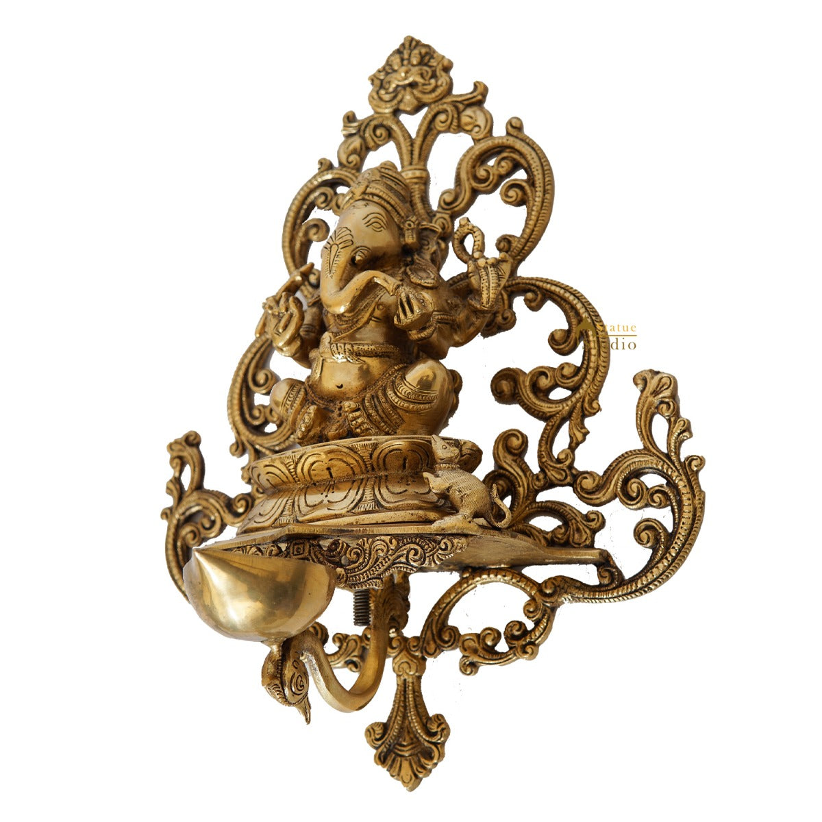 Brass Ganesha Diya Home Wall Hanging Décor Art Statue 17" - Image 3