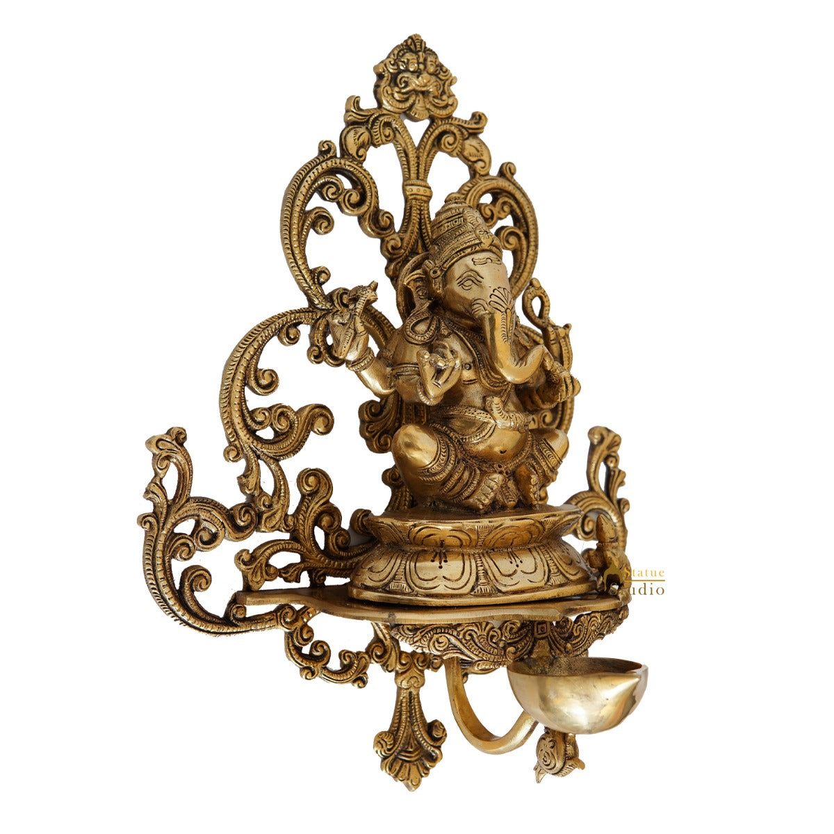 Brass Ganesha Diya Home Wall Hanging Décor Art Statue 17"