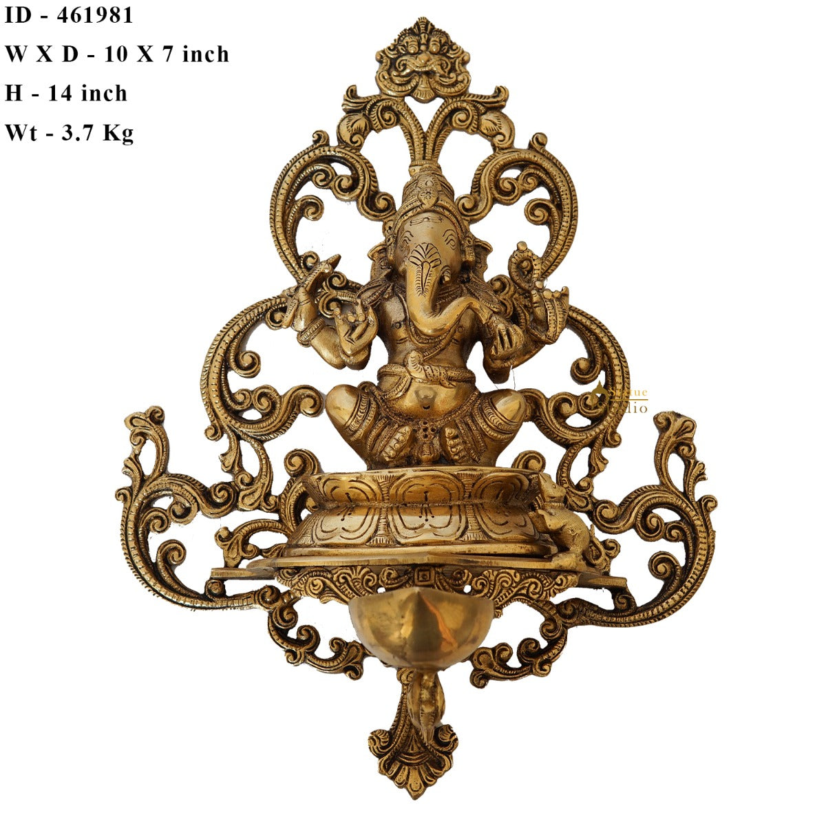 Brass Ganesha Diya Home Wall Hanging Décor Art Statue 17"