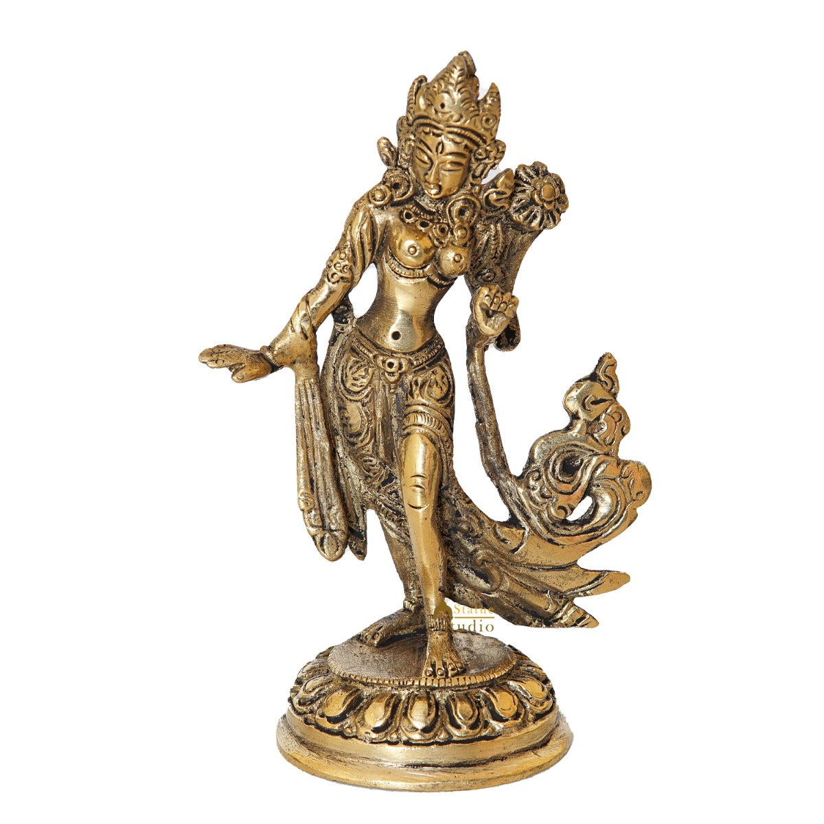 Brass Standing Tara Lady Home Office Table Décor Mini Showpiece 5" - Image 2