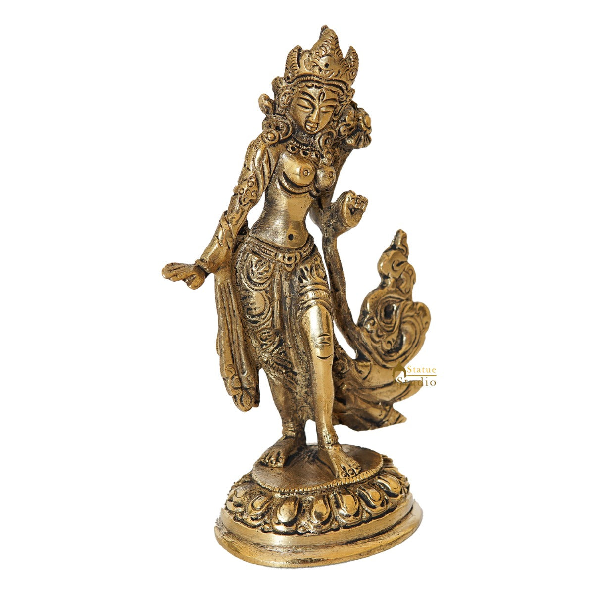 Brass Standing Tara Lady Home Office Table Décor Mini Showpiece 5" - Image 4