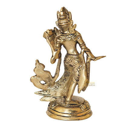 Brass Standing Tara Lady Home Office Table Décor Mini Showpiece 5" by vendor-unknown - Decor (View 5)
