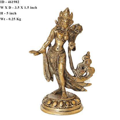 Brass Standing Tara Lady Home Office Table Décor Mini Showpiece 5" by vendor-unknown - Decor (View 6)