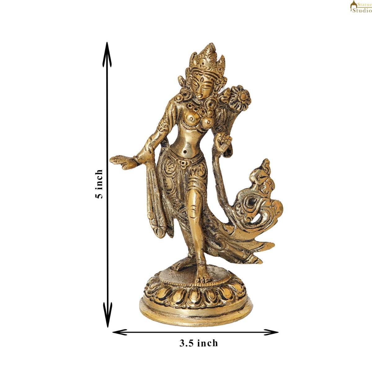 Brass Standing Tara Lady Home Office Table Décor Mini Showpiece 5" - Image 7