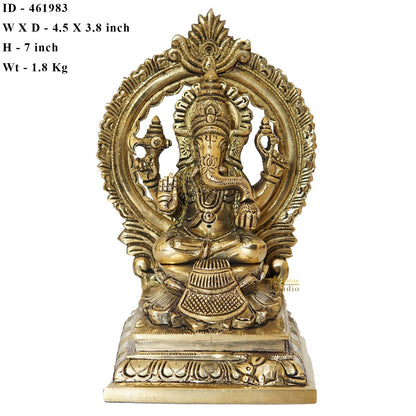 Brass Ganesha Statue With Frame Ganpati Idol Home Diwali Décor Gift 7" by vendor-unknown - New Arrivals (View 6)