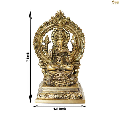 Brass Ganesha Statue With Frame Ganpati Idol Home Diwali Décor Gift 7" by vendor-unknown - New Arrivals (View 7)