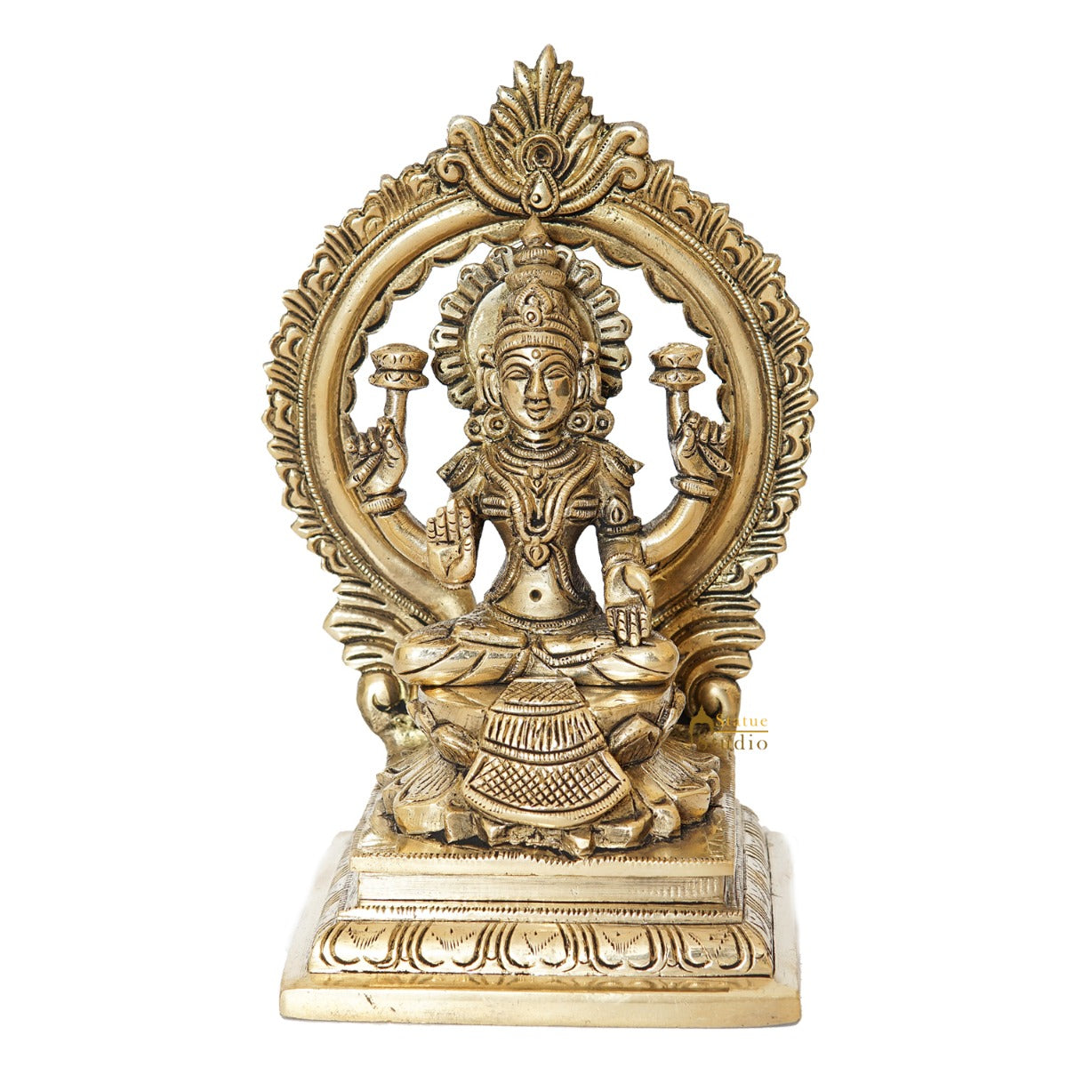 Brass Laxmi Statue With Frame Lakshmi Idol Home Diwali Décor Gift 7" - Image 3