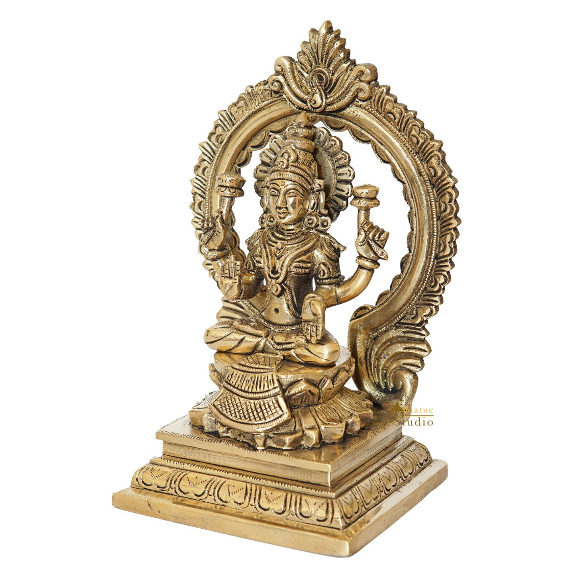 Brass Laxmi Statue With Frame Lakshmi Idol Home Diwali Décor Gift 7" - Image 4