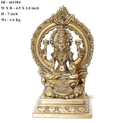 Brass Laxmi Statue With Frame Lakshmi Idol Home Diwali Décor Gift 7" by vendor-unknown - Hindu Gods (View 7)