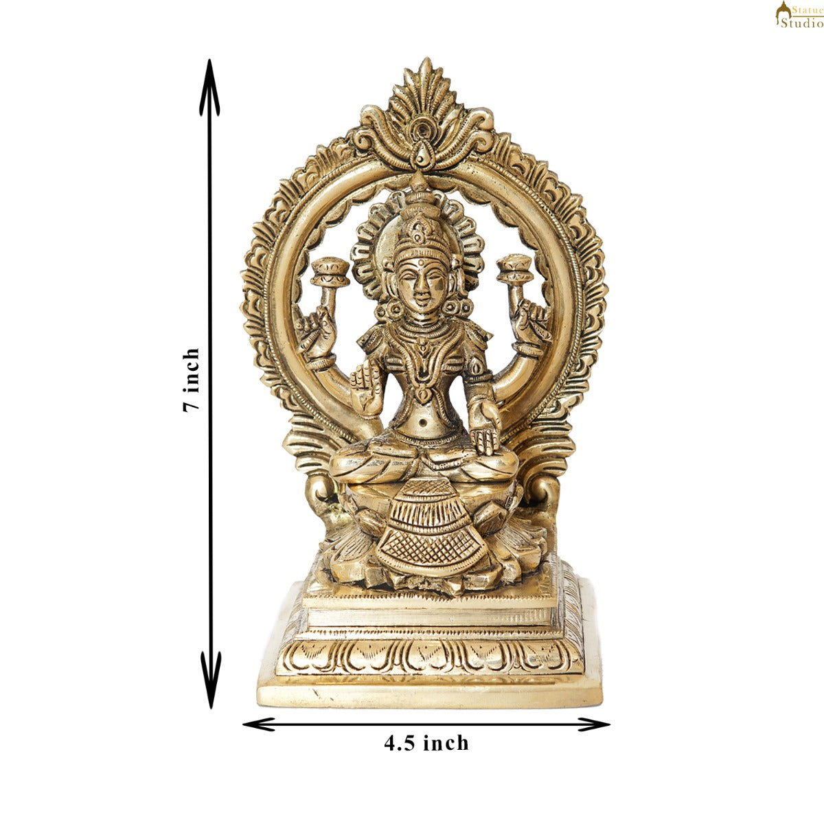 Brass Laxmi Statue With Frame Lakshmi Idol Home Diwali Décor Gift 7"