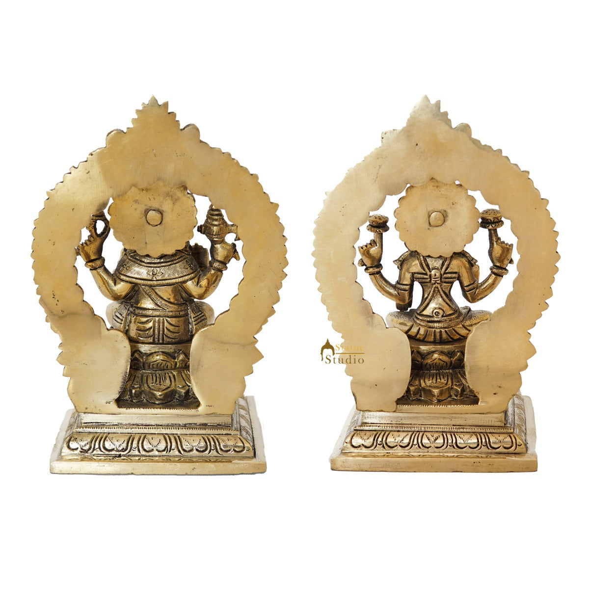 Brass Ganesha Lakshmi Idol with Arch 7"