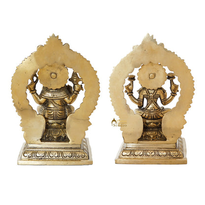 Brass Ganesha Lakshmi Idol with Arch 7" by vendor-unknown - Hindu Gods (View 5)