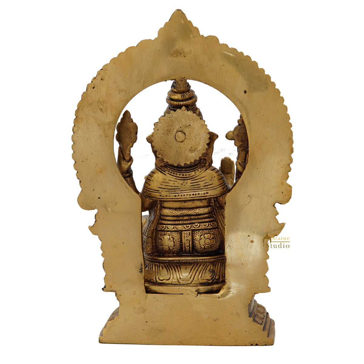 Brass Ganesha Statue With Frame For Home Temple Decor Gift 9"
