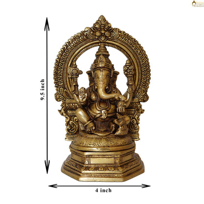 Brass Ganesha Statue With Frame For Home Temple Decor Gift 9" by vendor-unknown - Hindu Gods (View 7)