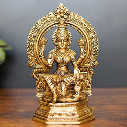 Brass Laxmi Statue With Frame Lakshmi Idol Home Diwali Décor Gift 7" by vendor-unknown - Hindu Gods