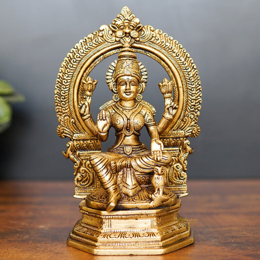 Brass Laxmi Statue With Frame Lakshmi Idol Home Diwali Décor Gift 7"