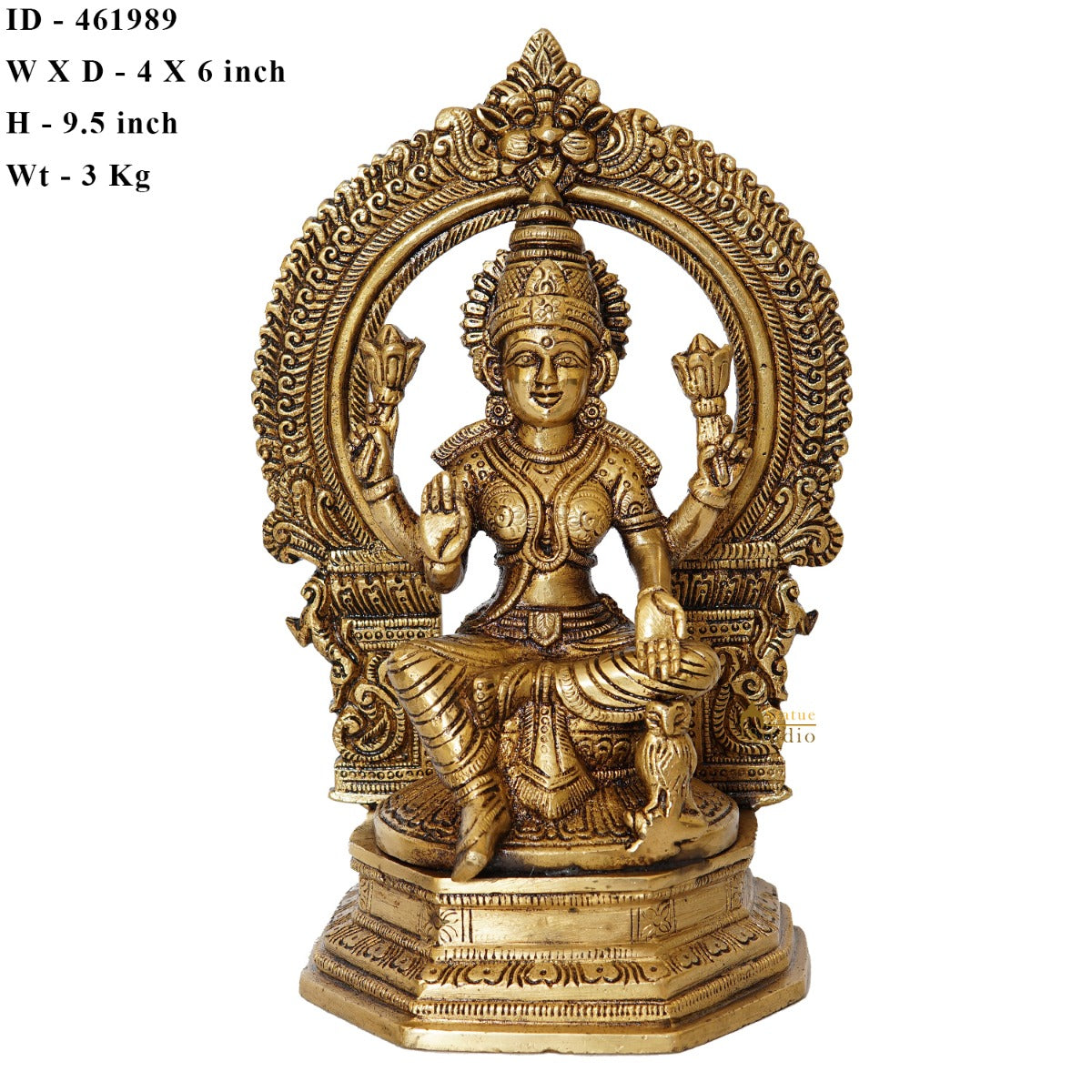 Brass Laxmi Statue With Frame Lakshmi Idol Home Diwali Décor Gift 7" - Image 6