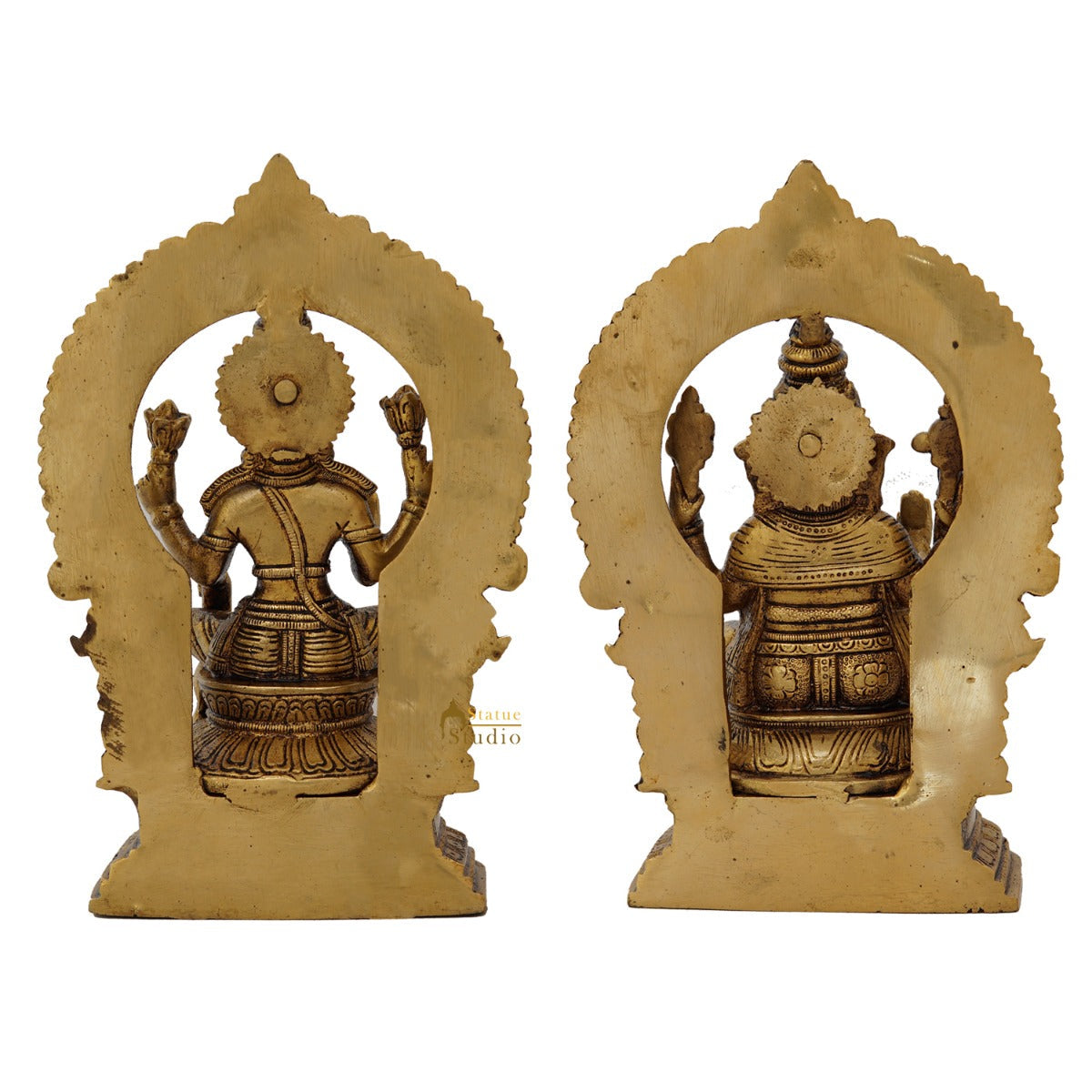 Brass Ganesha Laxmi Statue With Frame Ganesh Lakshmi Idol Home Diwali Décor Gift 7" - Image 4