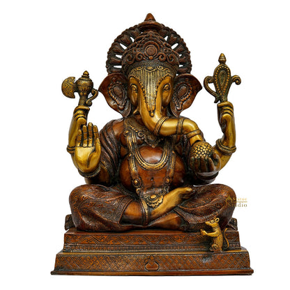 Brass Big Ganesha Statue Antique Finish For Home Office Lucky Decor 2 Feet by vendor-unknown - Hindu Gods (View 2)